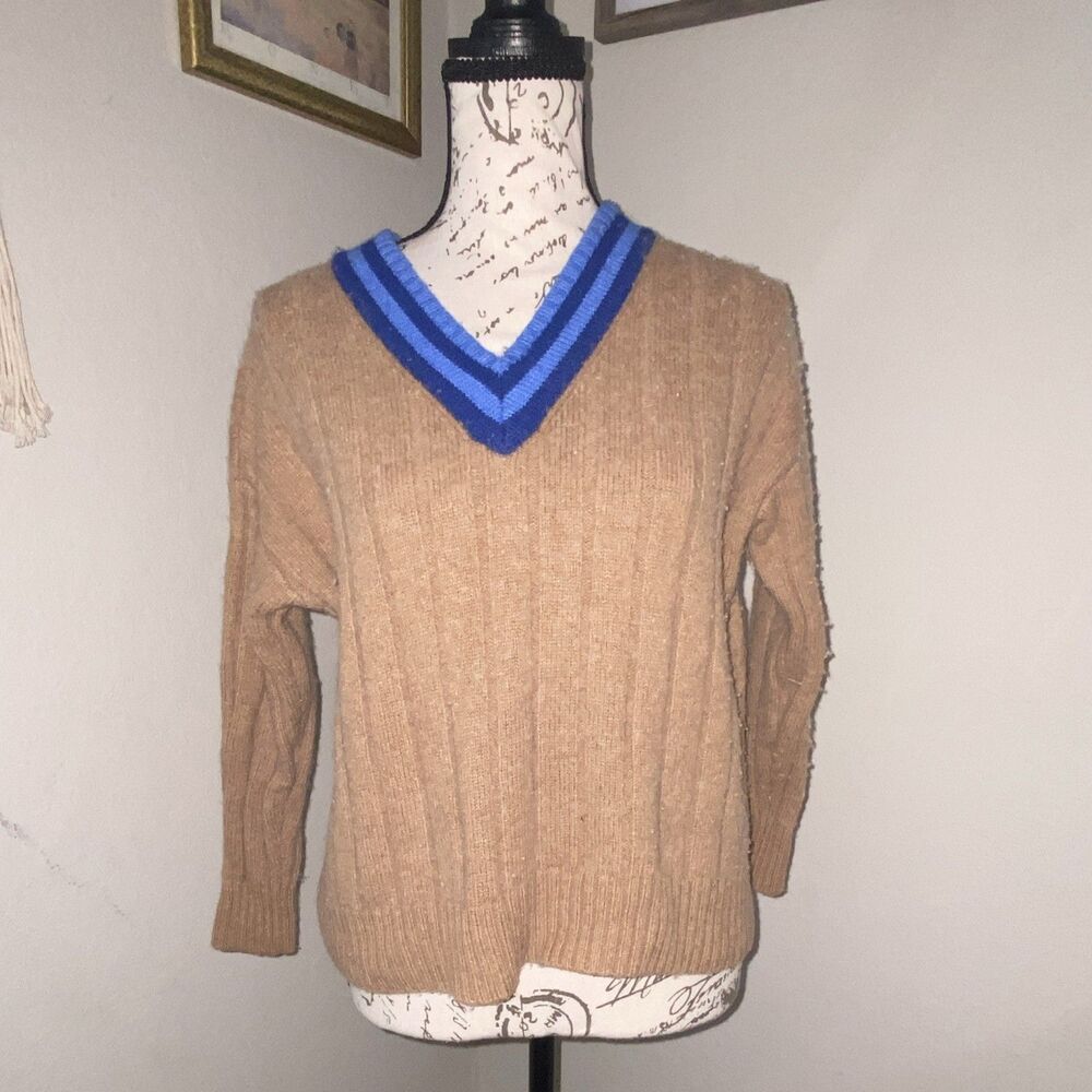 Madewell women’s Xxs Wool/Cotton Winter Sweater Tan royal Blue